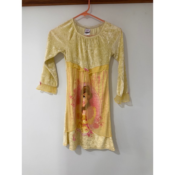 Disney Princess Belle Nightgown Girls Size 8 Yellow Velvet Beauty and the Beast - Picture 1 of 7